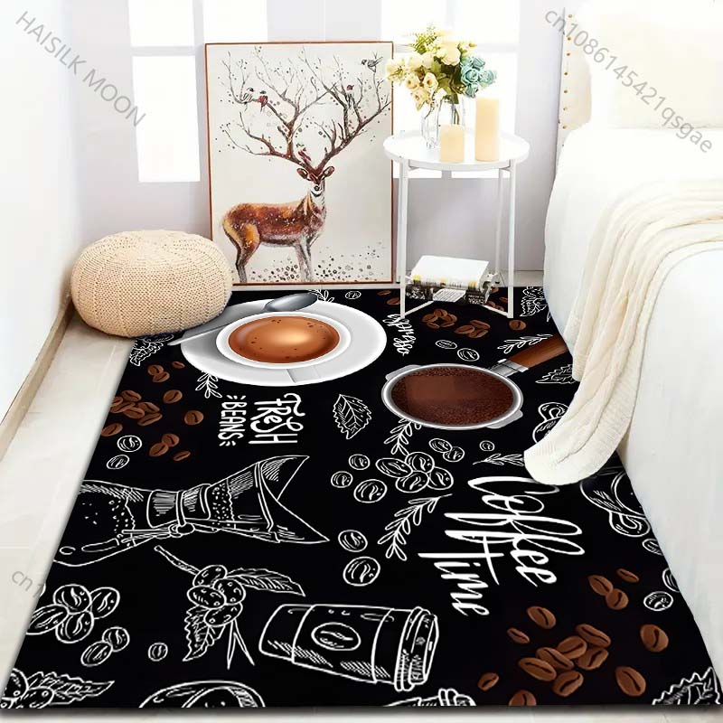 Coffee Beans Coffee Machine Print Carpet Living Room Bedroom Bedside Sofa Floor Mat Modern Home Decor Area Rug Large Size