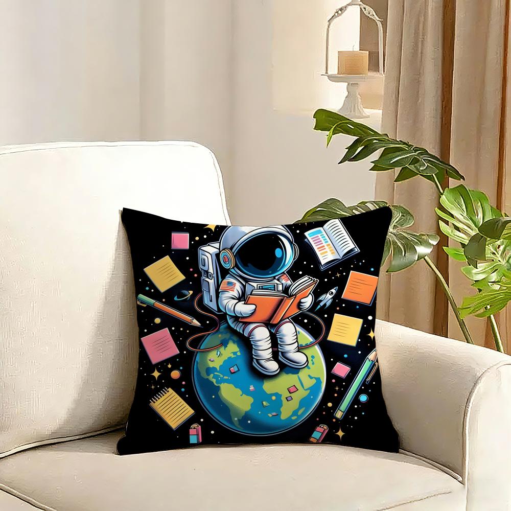 outer space spaceship astronaut rocket Cushion Cover Reversible Plush Pillow Cover Soft Fluffy  Home Decor for Sofa Bedroom
