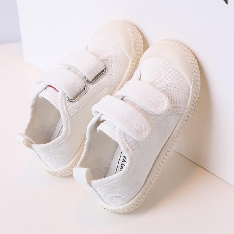 Child Canvas Shoefour Season New Korean Version Child Soft Single Shoe Casual Girl Slip Travel Shoe Boys School Walking Shoe