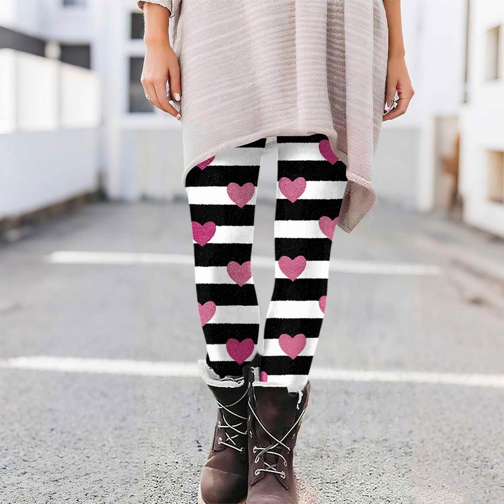 Damen Casual Mode Print Hose High-Waist Straight-Leg Skinny Leggings