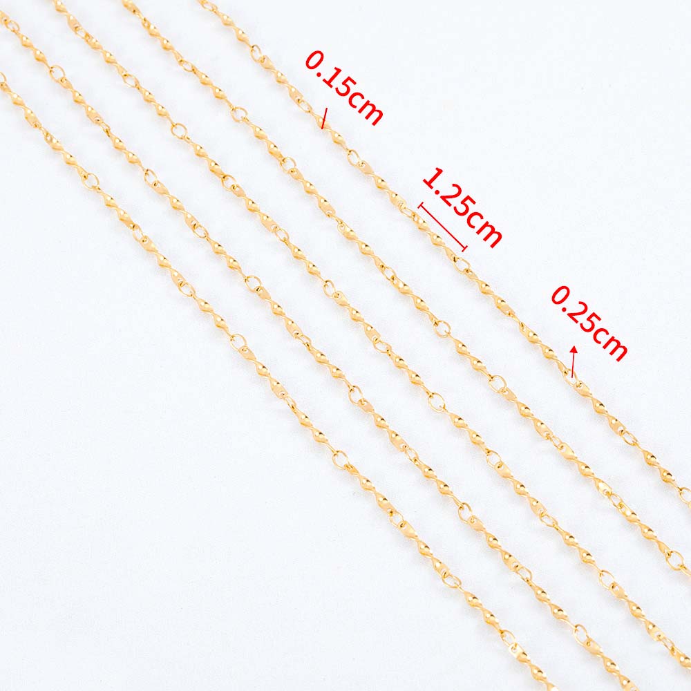 No Fade 1meter Stainless Steel Spiral Twist Stick Link Chain Wave Metal Chain for DIY Necklaces Bracelet Jewelry Making Findings