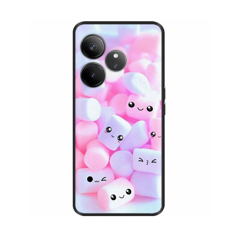 For Realme GT 6 GT 6T Case Black Silicone Luxury Bumper Cute Soft TPU Phone Cases For Realme GT6 5G Cover Shells Coque 6.78''