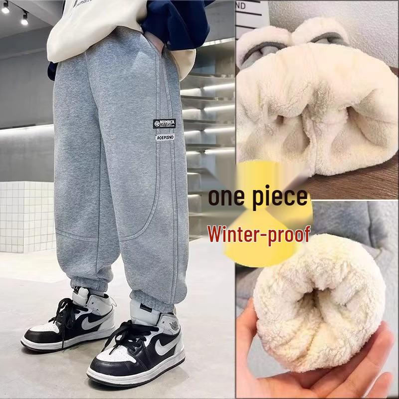 Boys' Fleece-Lined Sweatpants: Autumn/Winter Casual Loose Fit Sports Pants