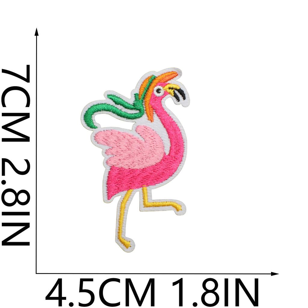 Flamingo Big Bird Embroidery Cloth Sticker Bag Decoration Cartoon Flamingo Patch Sticker Computer Embroidery Label Pink Love Bird