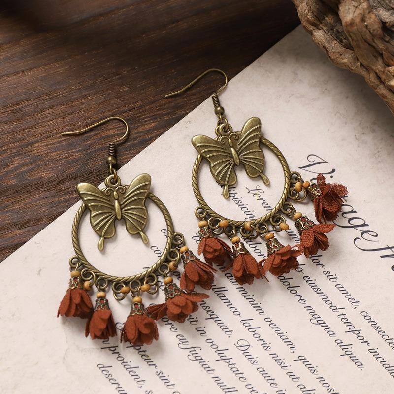 Pendientes bohemios vintage diseño nicho pendientes largos con flecos pendientes de vacaciones mujeres