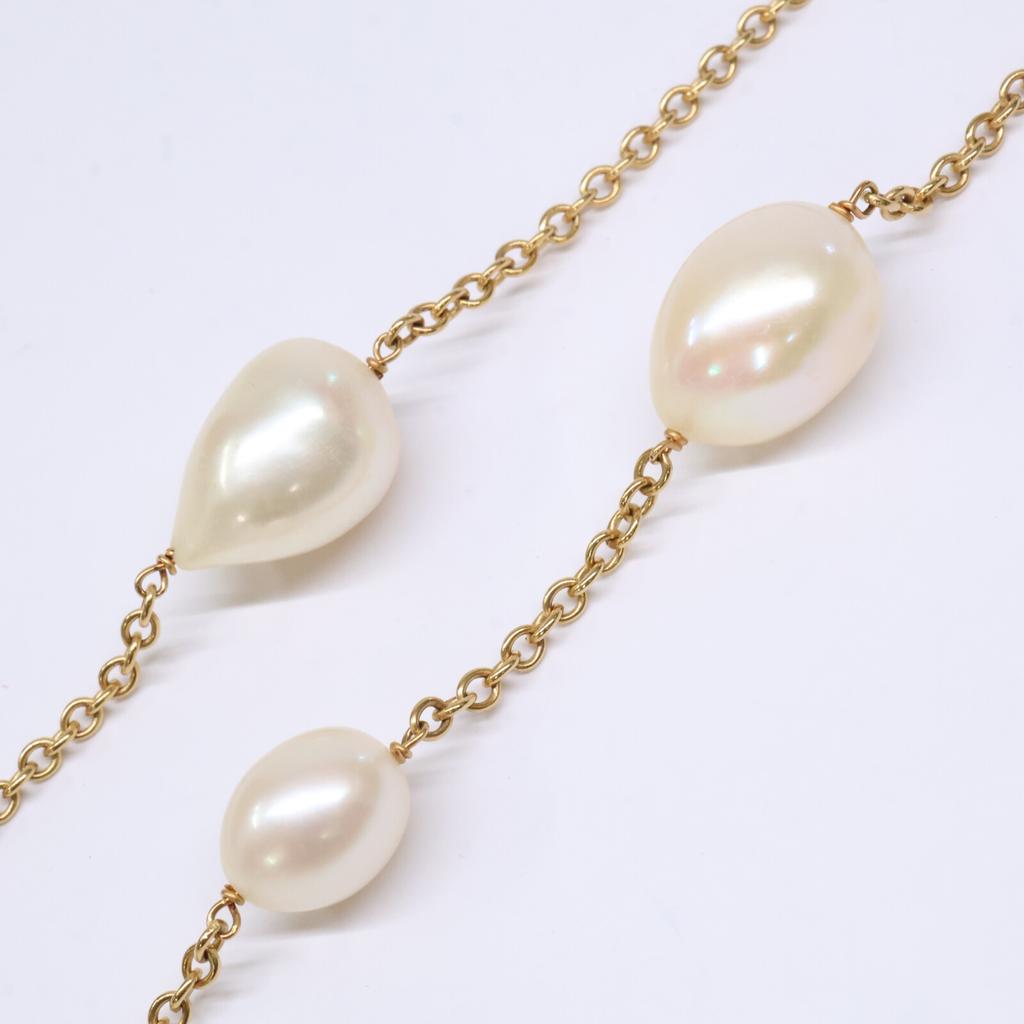 TIFFANY&Co. 750YG Elsa Peretti Pearl 12P By the Yard Necklace Yellow GoldUsed