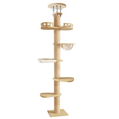 Cat Tree Floor To Ceiling Cat Tree Height Adjustable Cat Tower 6 Tier Hemp Scratching Post High Sturdy Cat Activity Tree Cat Scratching Post