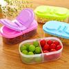 Airtight Food Storage Container 2 Compartment Snack Storage Box with Lid Stackable Fruit Storage Box for Refrigerator Kitchen Pantry Picnics