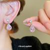 Court style diamond set, water drop pink diamond pendant, earrings, necklace set, exquisite temperament collarbone chain, light luxury fashion jewelry