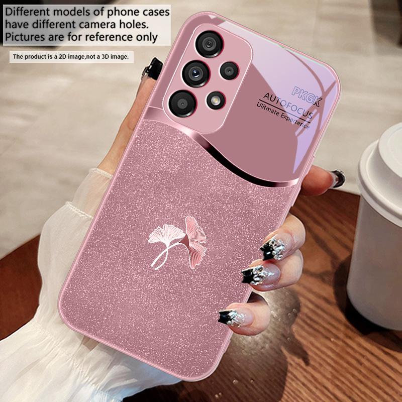Pink Gradient Ginkgo For Samsung S 25 S25 Edge S25Ultra S8 S9 S10 20 U Ltra S21 Pro S22 Plus S23 FE S24 Ultra Glass Phone Case