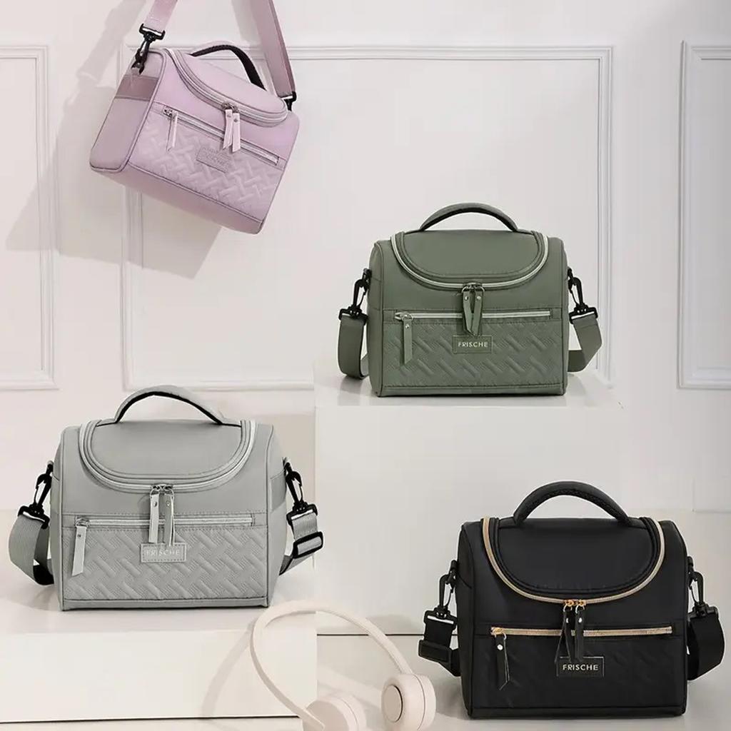 Large Insulated Lunch Bag Cooler Hand washable durable polyester lunch box with padded shoulder strap for work, school, picnics