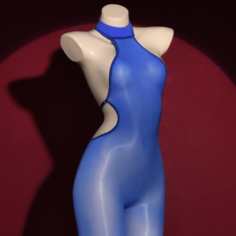 "6D Super Shiny Horse Oil Stockings Open Crotch Backless Jumpsuit – Sexy, Tight, Alluring Full-Body Wrap"