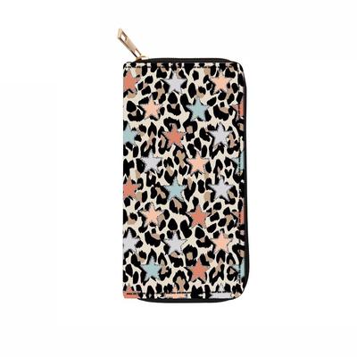 Portofel nou cu fermoar lung, model șarpe și leopard, poșetă.
