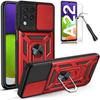Case and Protective Glasses - Samsung - A22 4G - Red - Shockproof - Anti-Scratch Camera Cover