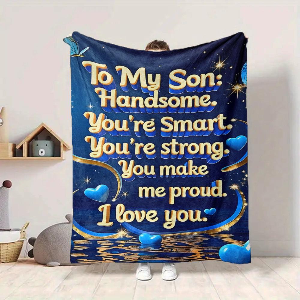 1PC Son Love Message Print Blanket, Soft Throw Blanket - Warm & Cozy for Couch, Bed, Office, and Travel yy250912187