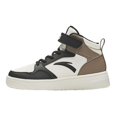 Kids Synthetic Leather Simple Versatile Non-Slip Wear-Resistant Lightweight Shock-Absorbing High-Top Kids Skate Shoes Men Sneakers A12438004-1