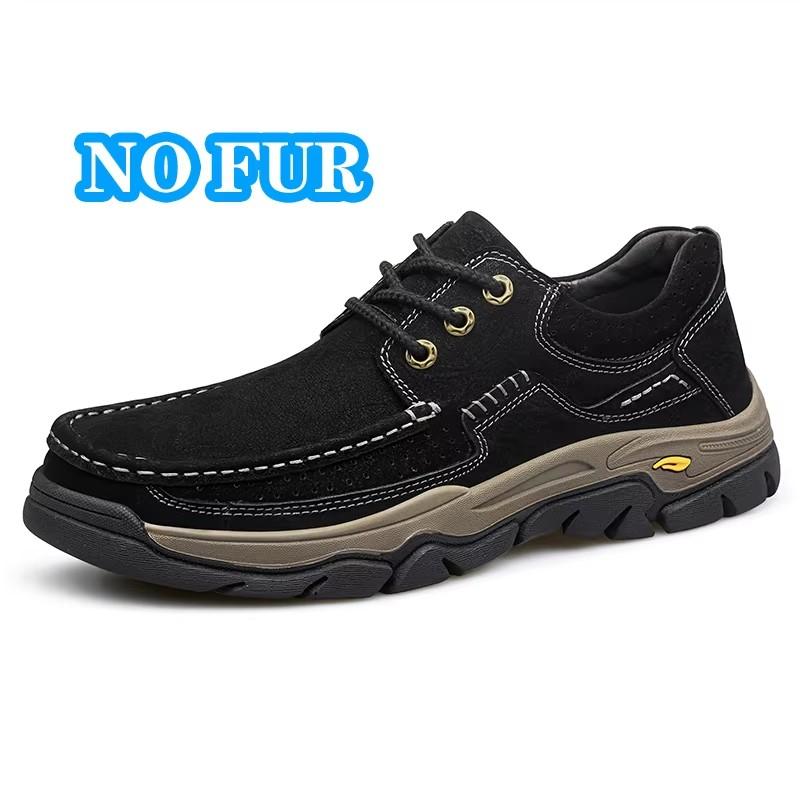Fashion All-match Man Outdoor Hiking Shoes Warm Plush Fur Winter Casual Shoes New Men Trainers Travel Shoes Climbing Camping Footwear