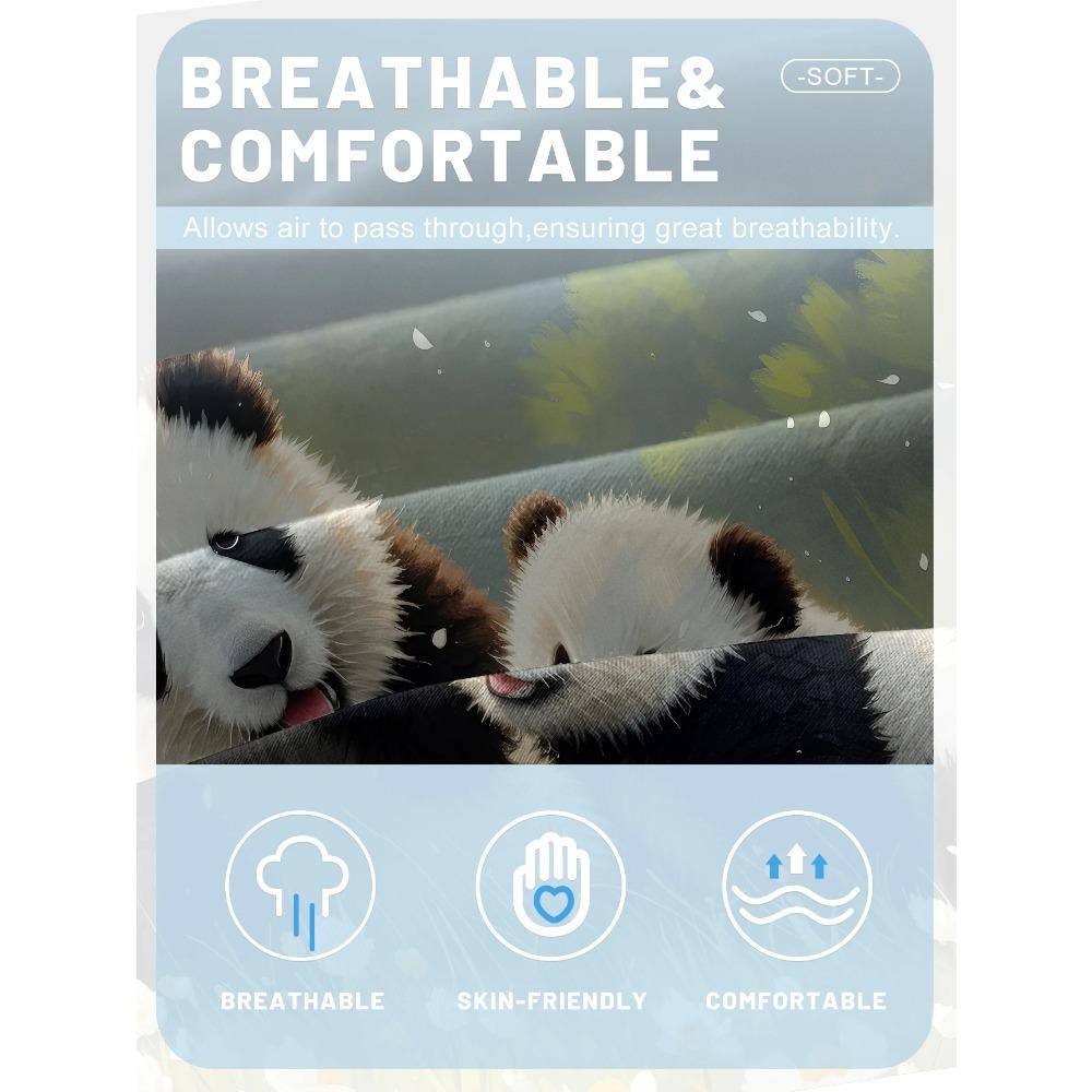 1 Cartoon Niedliches Tier Panda Digital Bedrucktes Mattiertes Spannbettlaken, Schlafzimmer Bedruckte Bettdecke, Bettwäsche(Kein Kissenbezug)