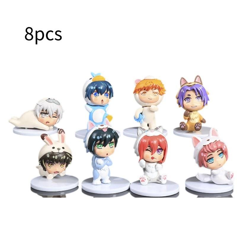 

8pcs Lock Blue Character Pvc Toy Model Desktop Decoration Child Christmas Gift