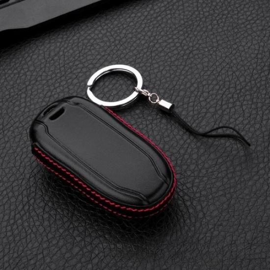 Genuine Leather Car Smart Key Fob Case Cover Keychain For Tesla Model S