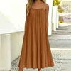 Damen Casual Ärmelloses Plissiertes Träger-Midikleid Lockere Passform