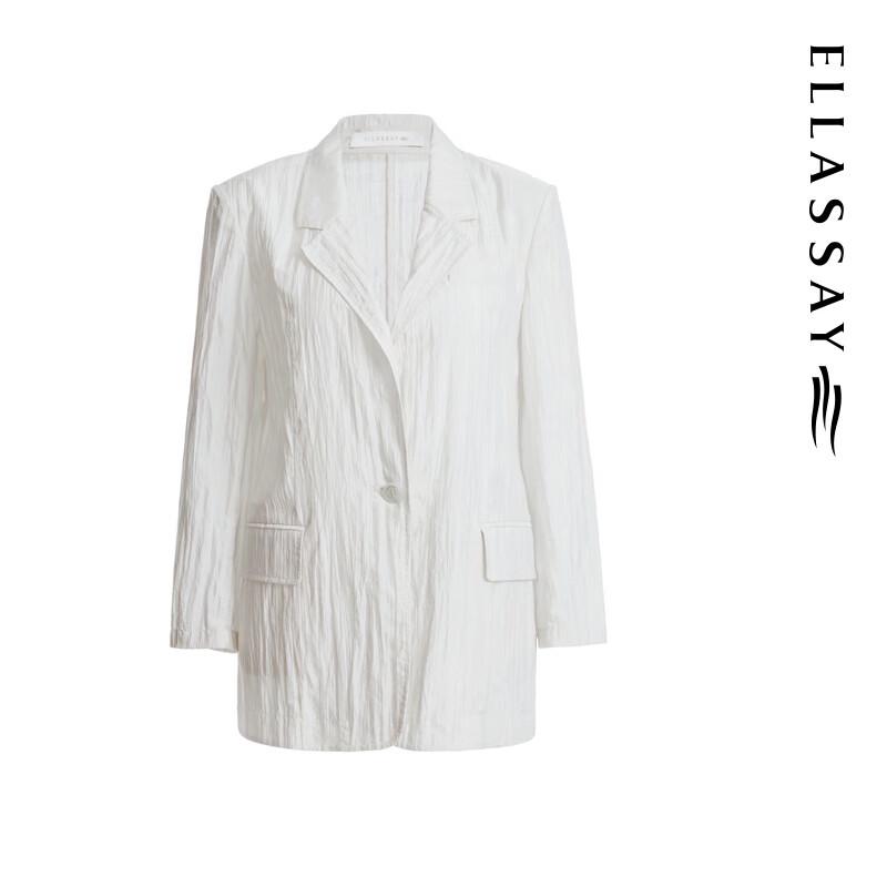 ELLASSAY Women's Mulberry Silk Blend Pleated Suit Jacket