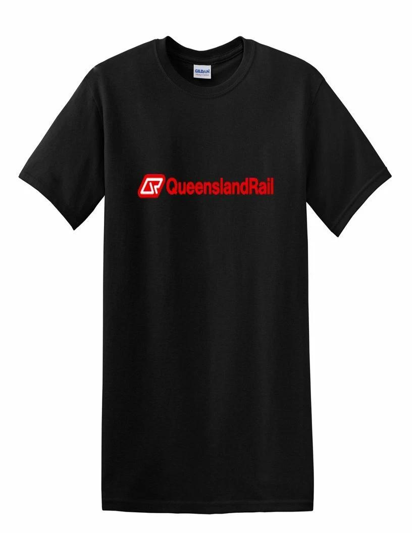 Queensland Rail Retro Logo Brisbane Australia Transit Train Black Cotton T-Shirt M