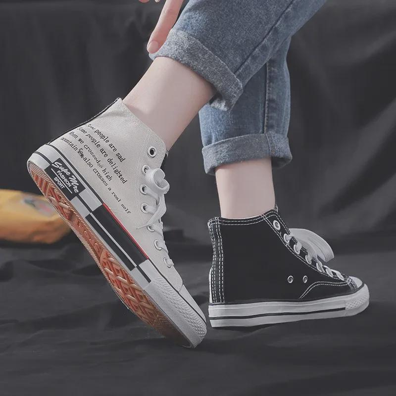 Korean Trendy Unisex High-Top Canvas Sneakers - Colorful Casual Shoes for Students & Couples