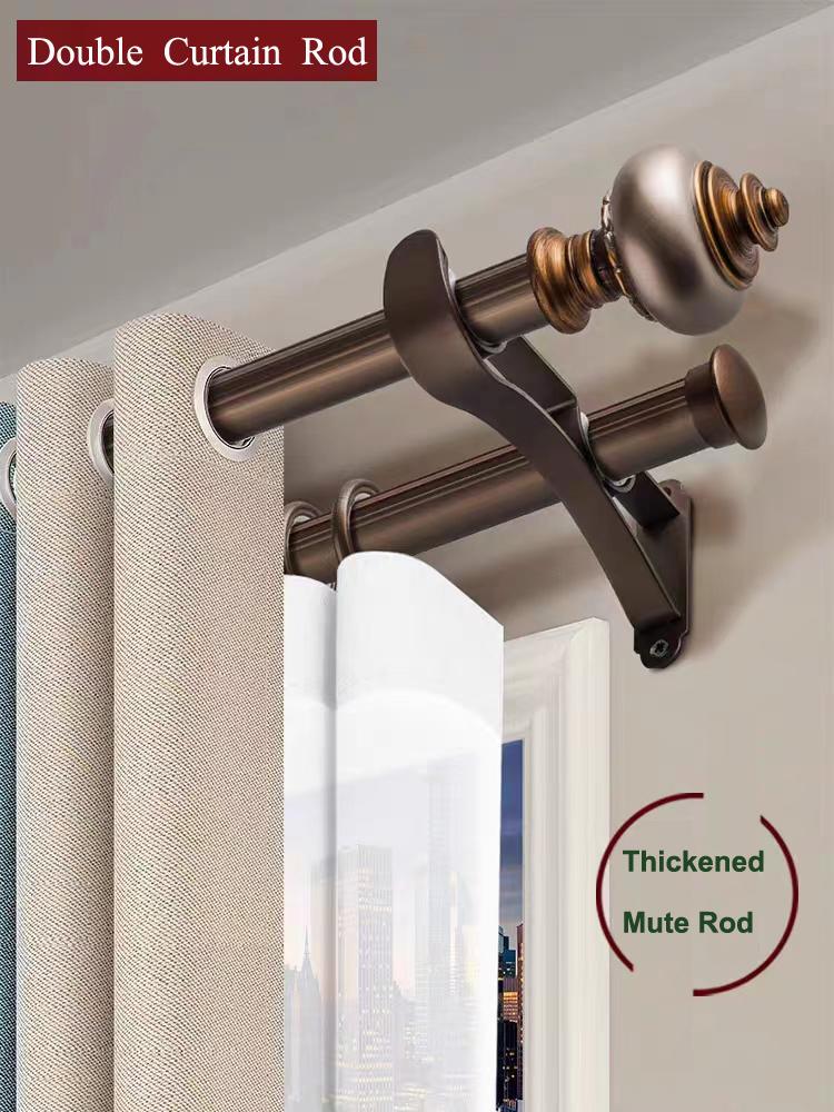 USA Classic Complete Set Double Bracket Curtain For Windows Rod Diameter 28MM Aluminum Alloy Mute Wall Roman Pole Home Decor