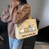 Cartoon printed bag women's new versatile student canvas bag large-capacity shoulder tote bag