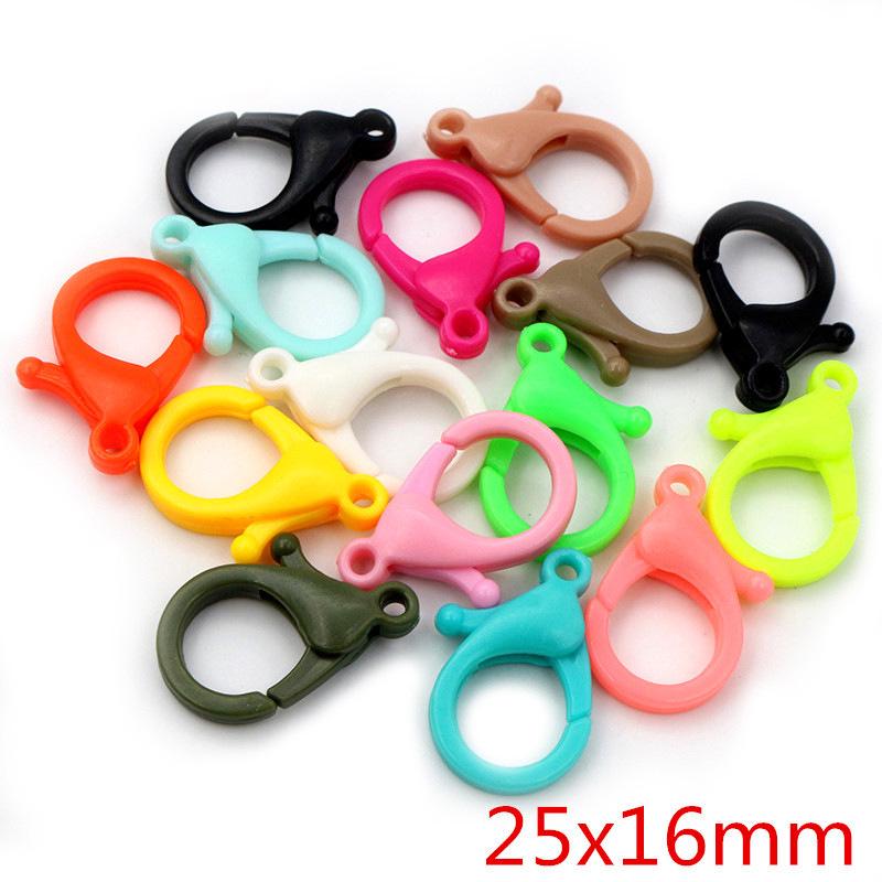 Mixed Color Plastic Lobster Clasp Keychains for DIY Jewelry and Plush Doll Pendants