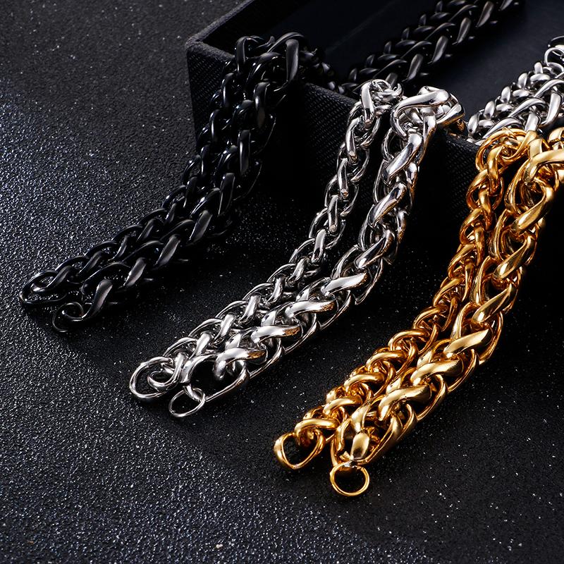 10mm Width Chain Bracelet 16-25cm GoldBlack Link Chain Bracelets for Women Men Fashion Jewelry