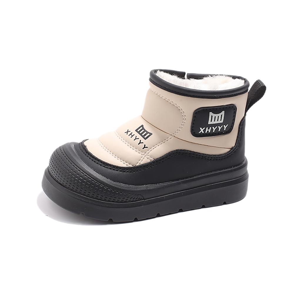 

PU Leather Snow Boots For Children Waterproof Thick Warm Girl s Plush Boots Faux Fur Winter Cotton Shoes For Teenager Kids 37 чорний