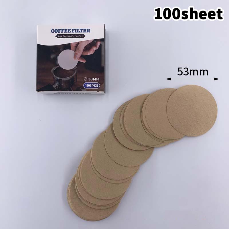 51/53/58mm Portafilter Basket Coffee Filter Paper For Espresso Machines 100 Sheets Round Coffee Paper Filter Outdoor Tableware