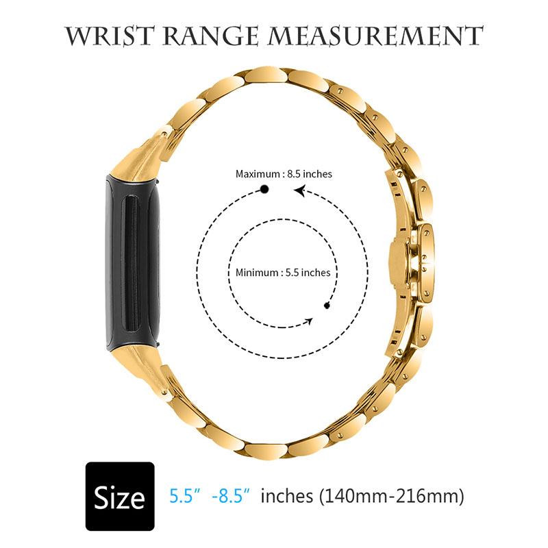7 Beads Stainless Steel Breathable Replacement Wrist Strap Watch Band for Fitbit Charge 6/5
