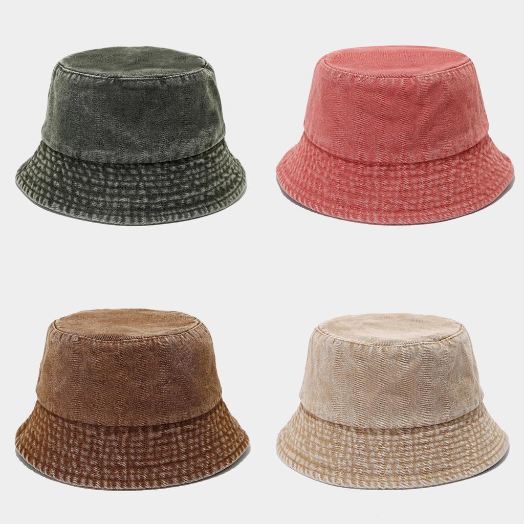 Vintage Denim Fisherman Hat With Wide Brim For Sun Protection And Casual Style