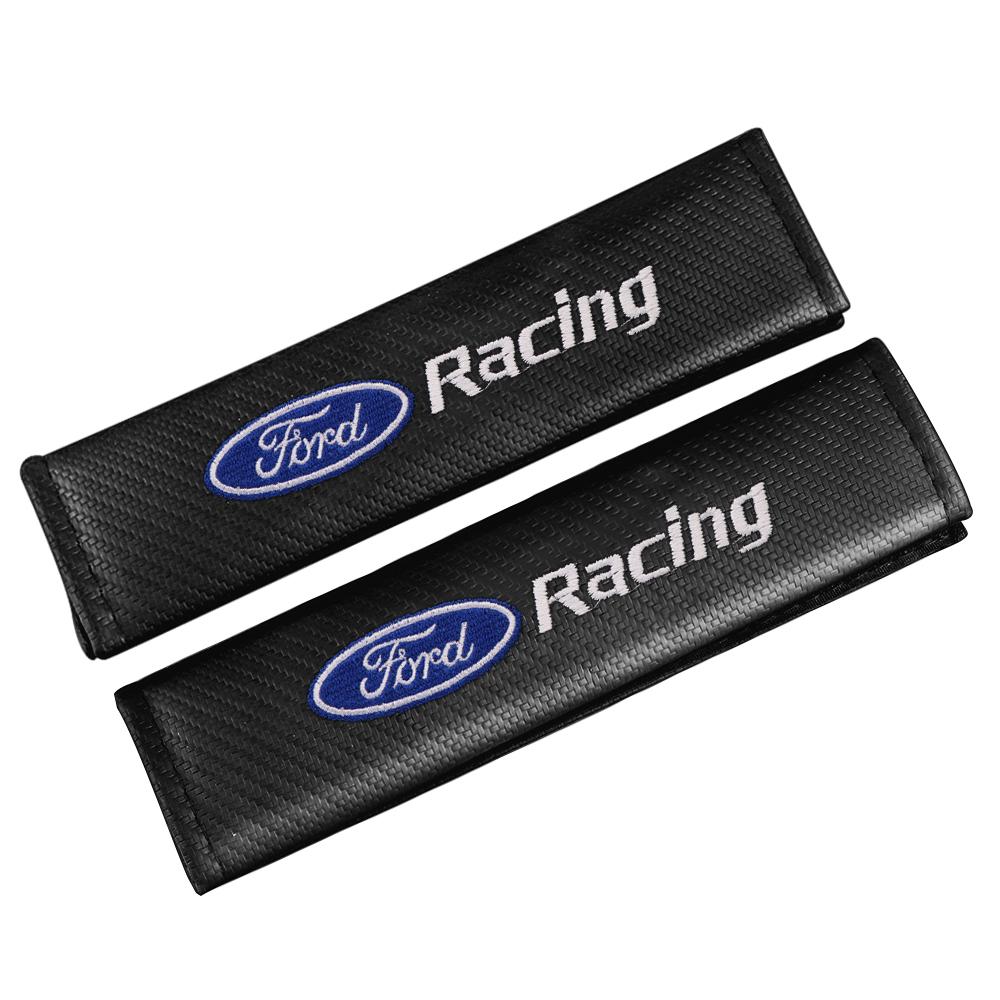 1/2PCS Carbon fiber Car Seat Belt Shoulders Pads Covers For Ford Mondeo Explorer edge Focus fiesta Kuga Shelby Mustang ST Racing
