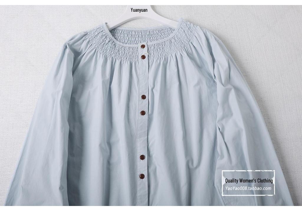 Japanese-Inspired Artistic Pleated Long Sleeve Women's Shirt - Spring Collection