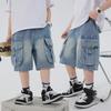 Boys' Workwear Denim Shorts Summer Teenage Children's Pocket Design Outdoor Wear Loose Jeans Big Kids Mid-Pants