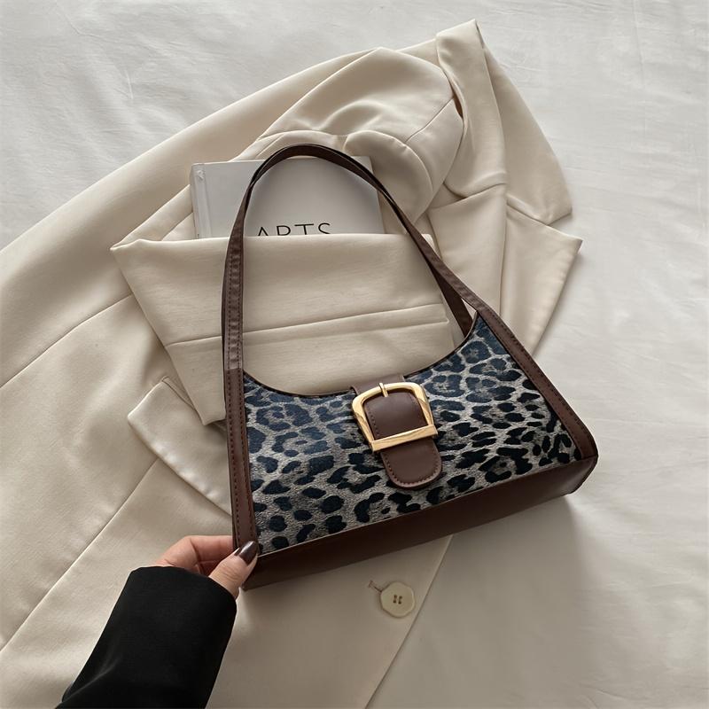 Women s handbag, retro fashionable leopard print versatile underarm shoulder bag, suitable for work, shopping, commuting, and vacation occasions. чёрный