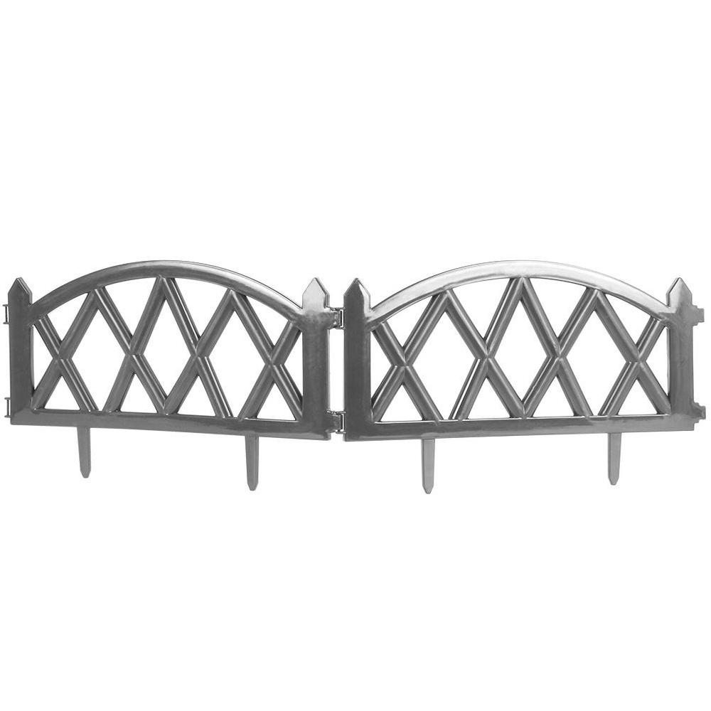 6x Plastic Garden Fence Gray Border Palisade Edging Lawn 3m