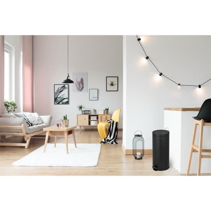 KITCHEN MOVE Poubelle de cuisine à pédale URBAN 30L - En acier Noir