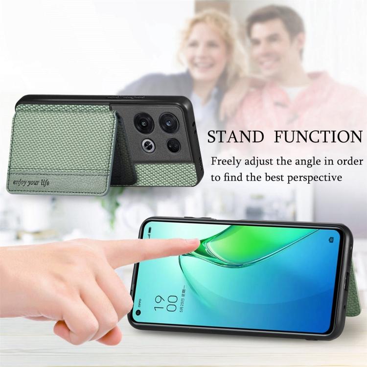 Für OPPO Reno 8 Pro Karbonfaser Magnetische Kartenhülle Handyhülle