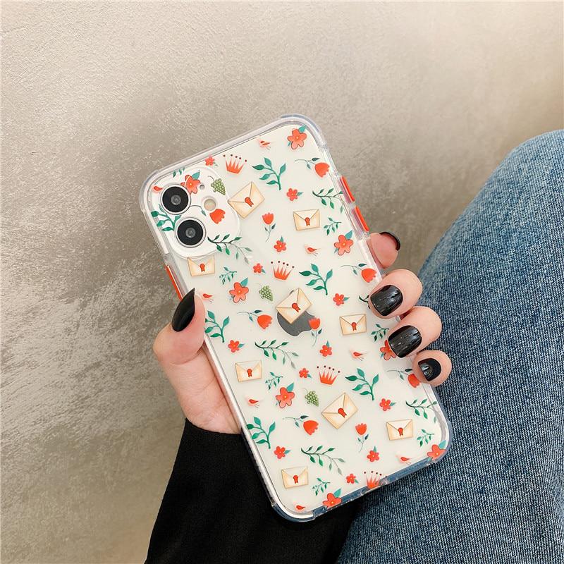 Floral Butterfly Print Phone Case TPU Shockproof For Iphone Samsung And Huawei Models