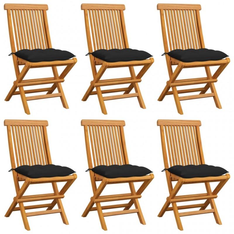 Day and Night - Day and Night Garden Chairs 6 Units with Black Teak Wood Cushions