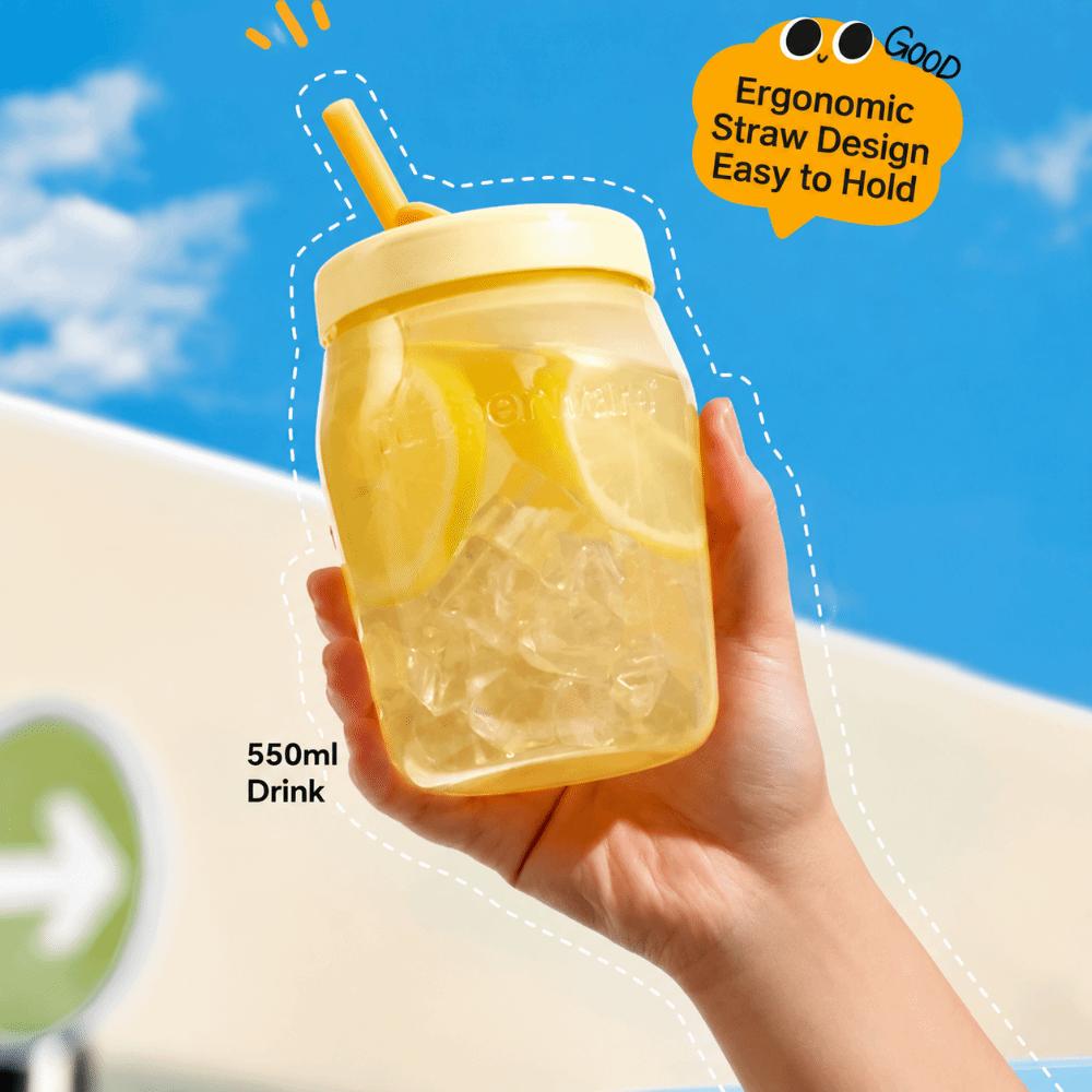 550ml Sippy Tumbler with Straw Coffee Cup Multi-functional Double Drinking Cup  Coffee Juice Milk