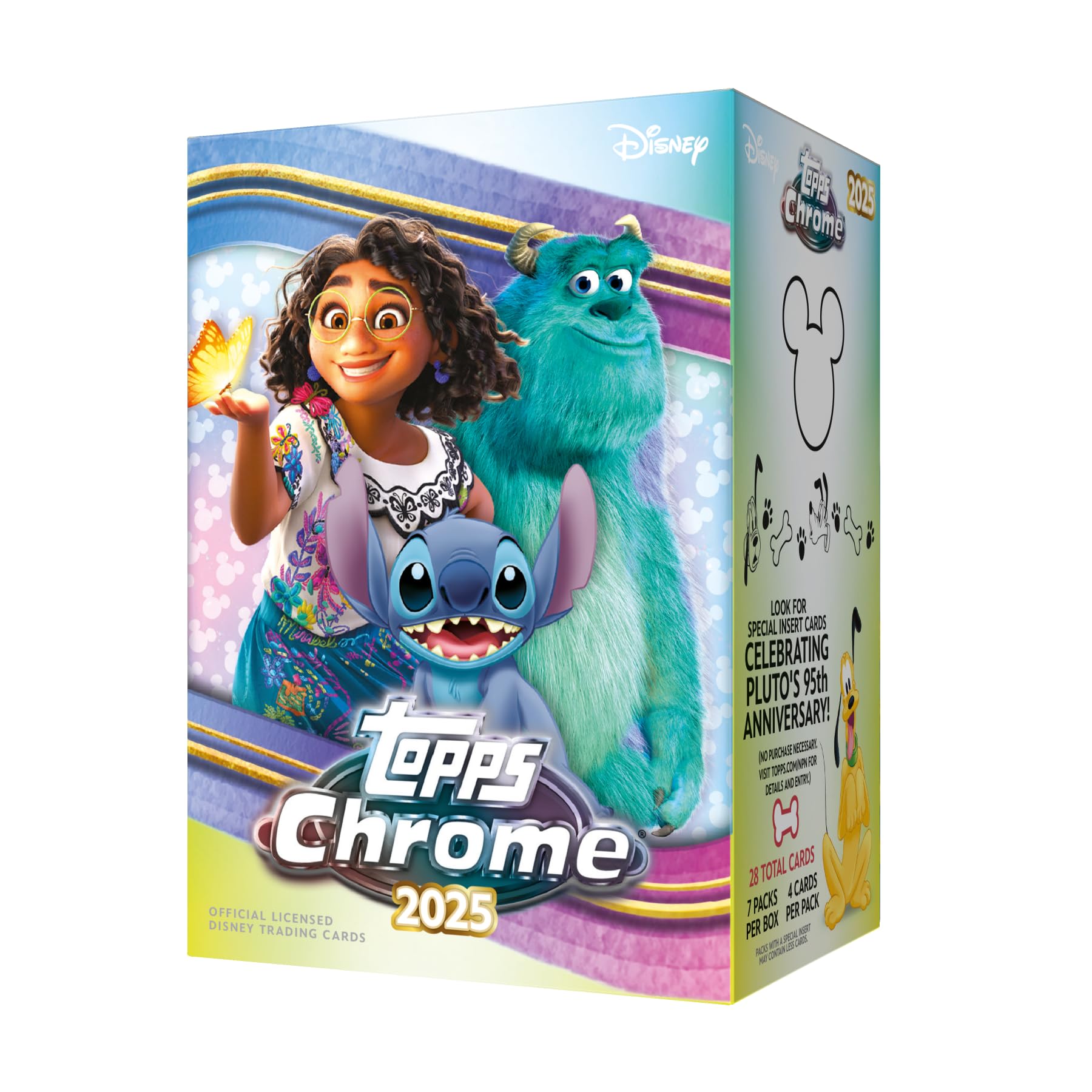 Topps 2025 Chrome Disney Value Box cards per 7 packs per - (4 pack, box).