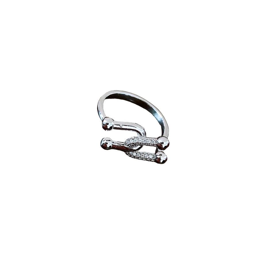 Vintage Copper Cross Ushaped Open Ring With Zirconia For Womens Fashion Jewelry
