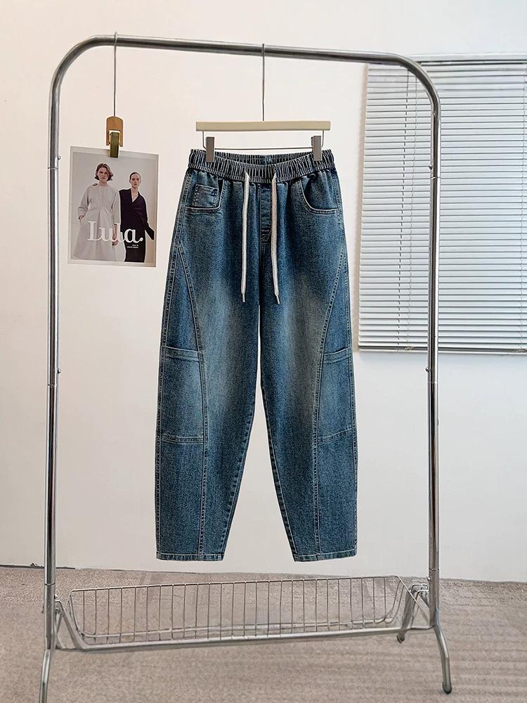 Early Spring Loose Fit Women's Drawstring Pants, Plus Size, 300 Jin
