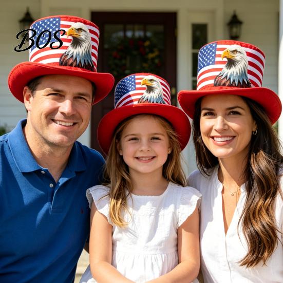Independence Day Hat American Flag Top Hat, Uncle Costume for 4th of July, Red White Blue Patriotic Party Decoration Adults,